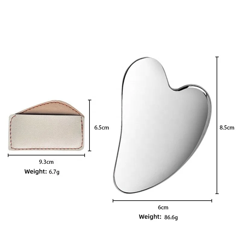Custom logo Mixing Color Spatula Tongs Heart-Shaped Stainless Steel Scoop Polished Palette Makeup Foundation Spatula With PU Bag