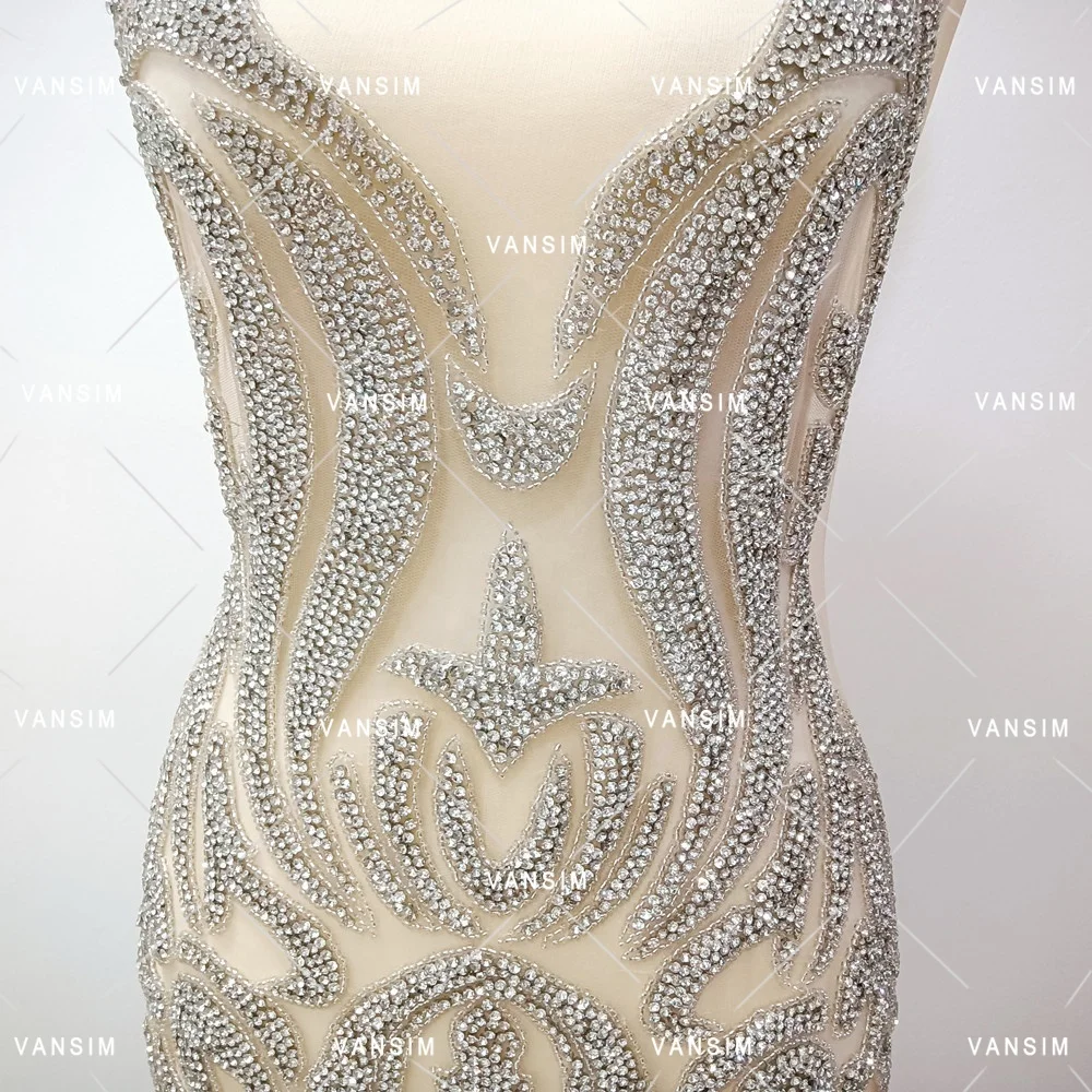 Hot design mermaid bling crystal beaded applique patches rhinestone bodice patterns