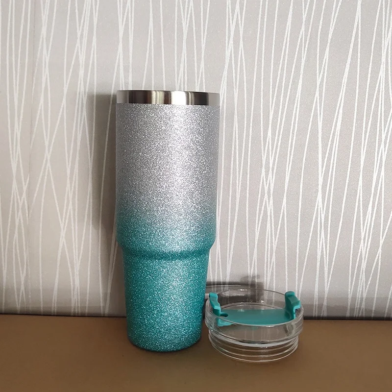 hot selling 20oz/30oz glitter coffee tumbler with straw lid double wall stainless steel insulated coffee beer drinking cup mug
