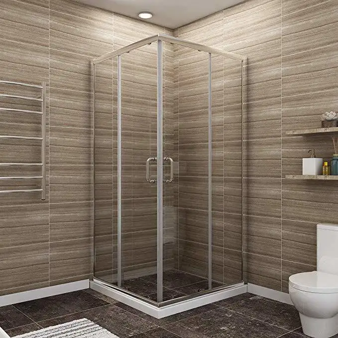 Frameless Sliding Shower Easy Clean Coating Tempered Glass Prefab Shower Room With Toilet