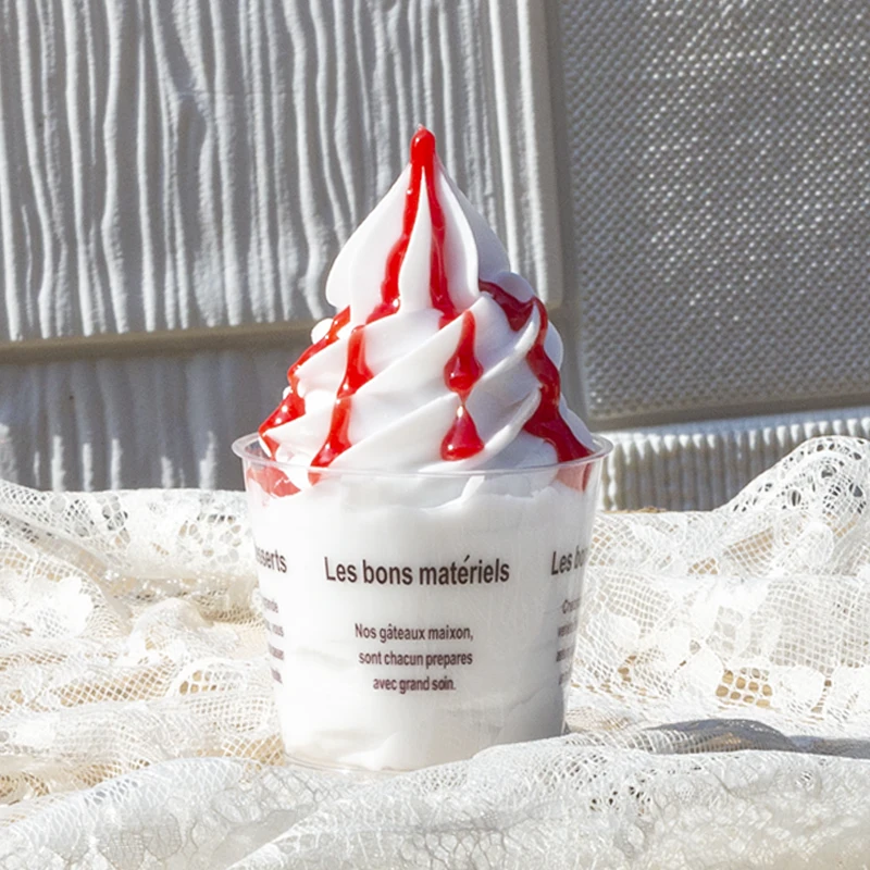 Different flavors of simulated sundae ice cream