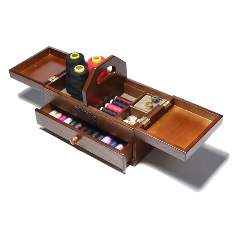 Factory price wholesale wood sewing box wooden sophisticated storage box