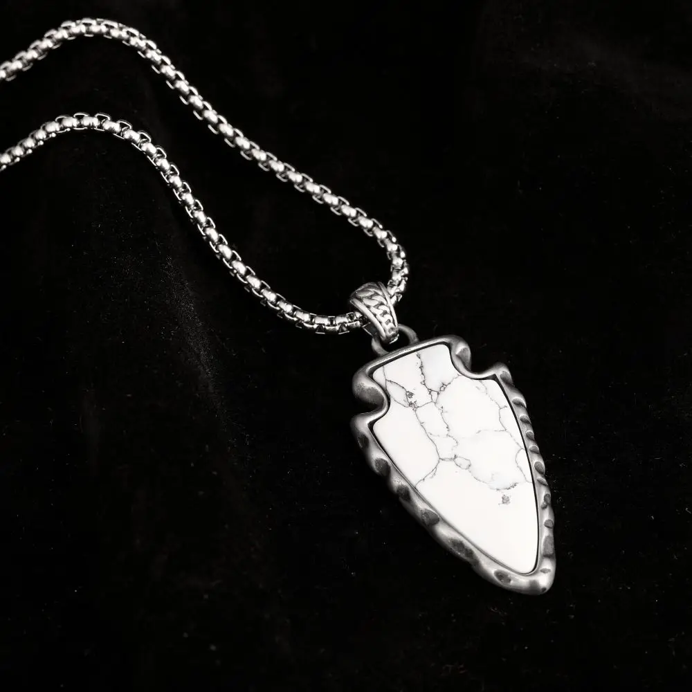 Custom Natural Stone Pendant Sterling Silver Customized Stainless Steel Chain Necklace Mens Gemstone Jewelry Pendant for Gift