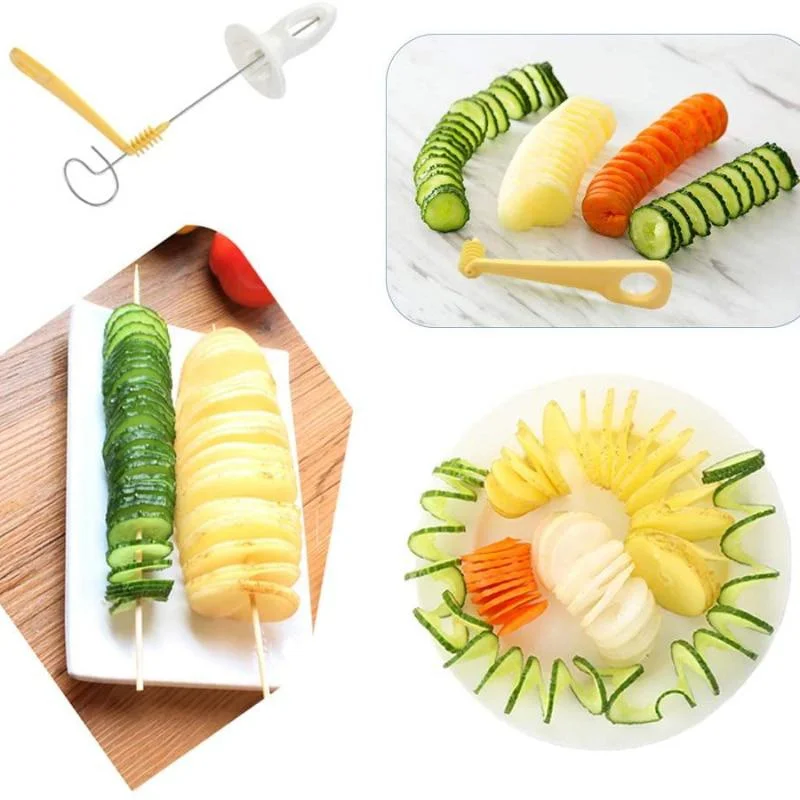 Kitchen Accessories Potato Cucumber Vegetable Spiral Cutter for Home And Barbecue Use