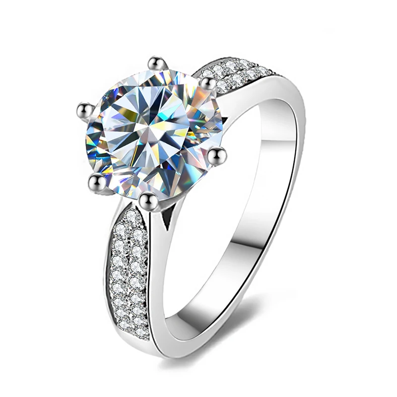 gra certified solitaire diamond moissanite ring 925 sterling silver 1 2 ct carat round cut for women engagement fine Jewelry