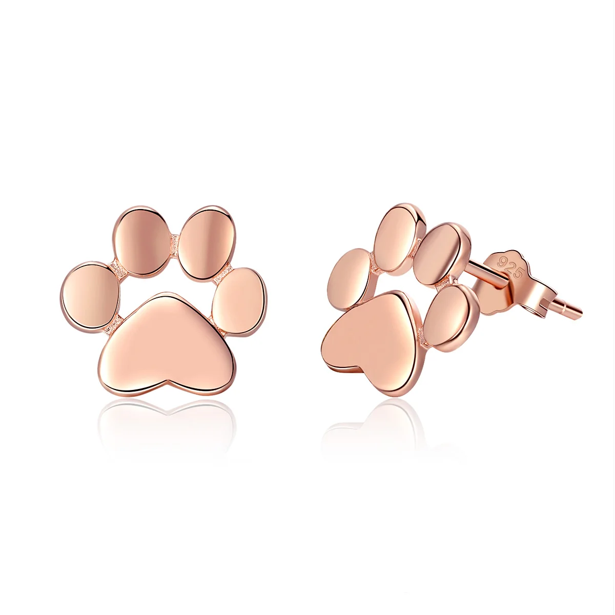 Lovely pet dog paw print S925 sterling silver personality earrings for girls