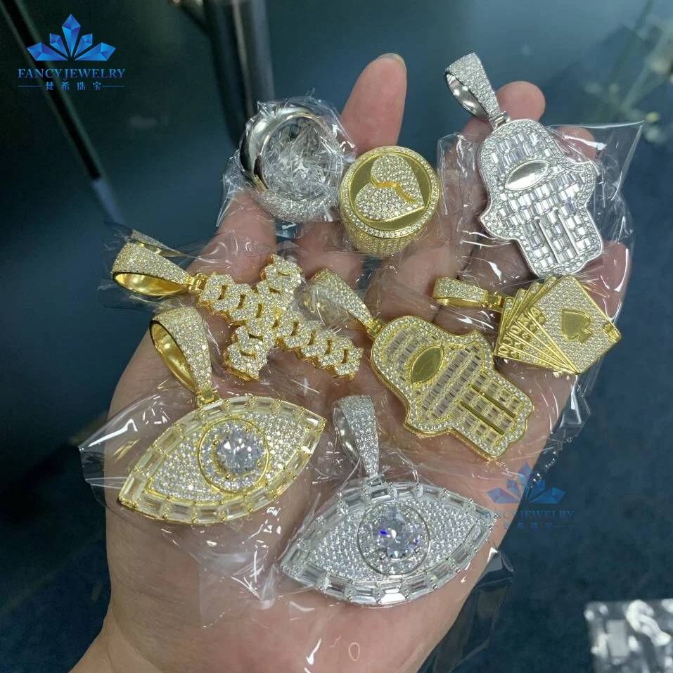 Custom Hip Hop Jewelry Diamond Iced Out Men 18K Gold 925 Sliver Lab Grown Moissanite Cuban Necklace Bracelet Pendant