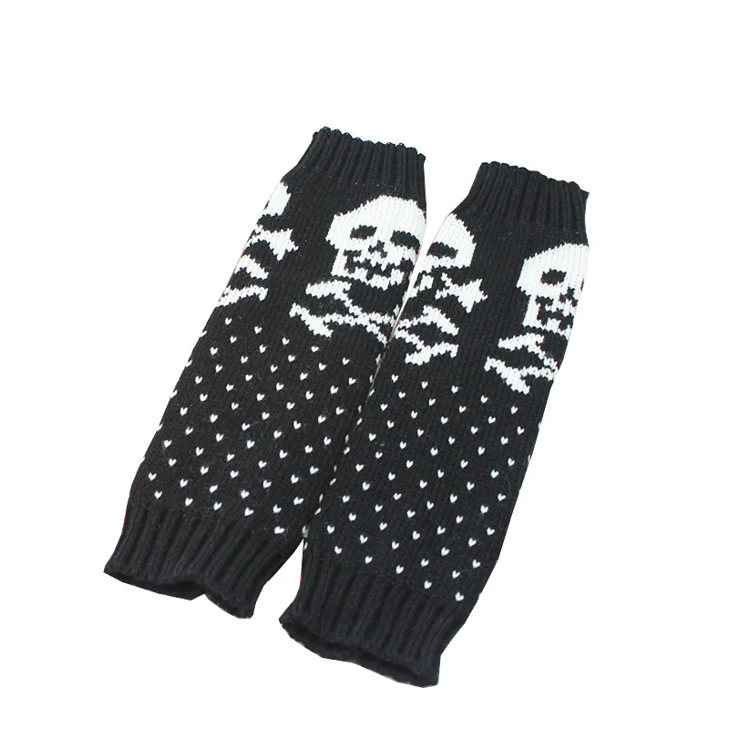 Wholesale Knitted Fingerless Gloves Women 2021 Autumn Winter Warm Long Woolen Gloves Arm Warmers Cover Skull Sleeves