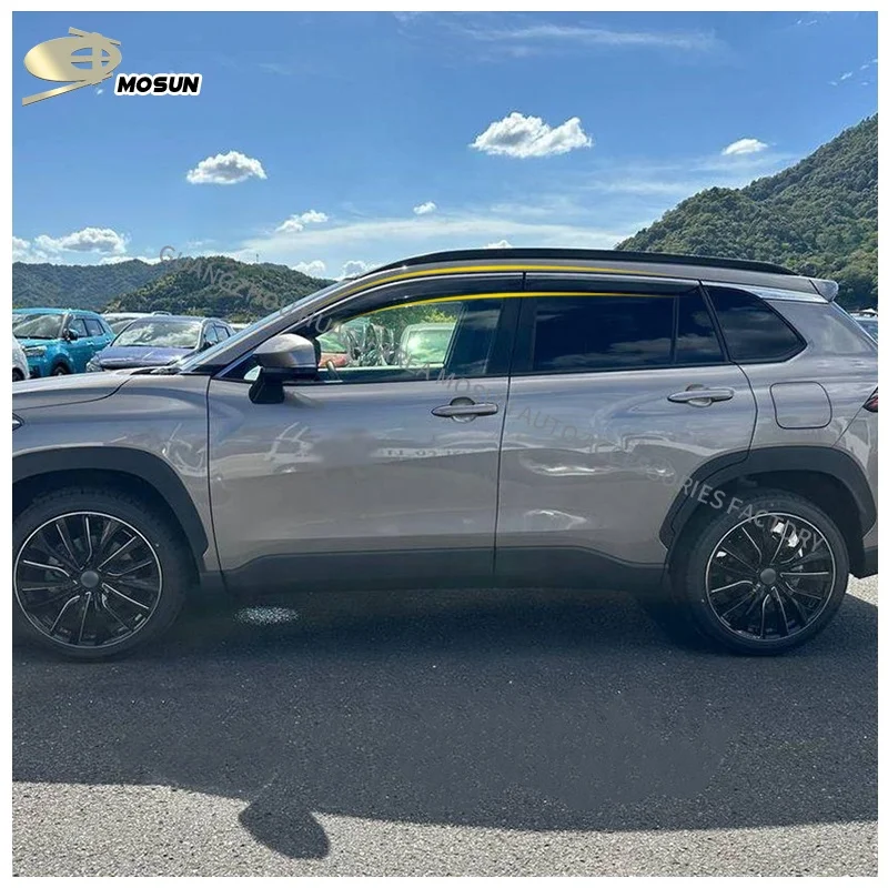 PMMA weather shield Deflector Injection Window Visor For TOYOTA Corolla Cross 2020+ Stainless steel trim Rain Guard 2024 2025