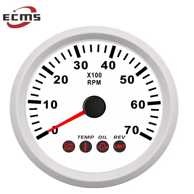  Морской Тахометр ECMS белый/черный 0-7000 об/мин с 4 светодиодными