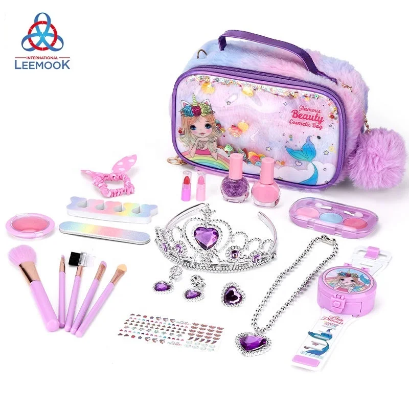 Leemook Beauty Washable Make Up Set Play House Toys Girls Cosmetic Nail Polish Kids Makeup Kit Set