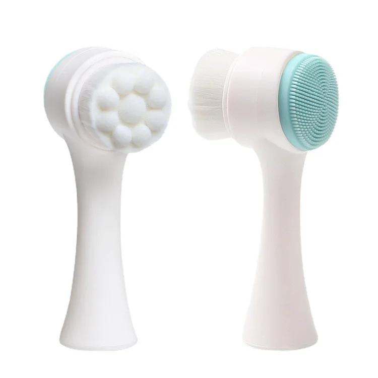 Lohas Double Sides Stand-up Soft Bristle Hair Brush Silicone Skin facial Cleansing Brush Face Wash Brush