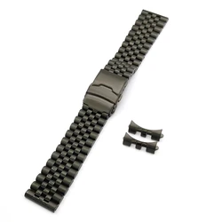 good quality diver diving 5 rice beads metal solid curve end steel watch band watch strap bracelet