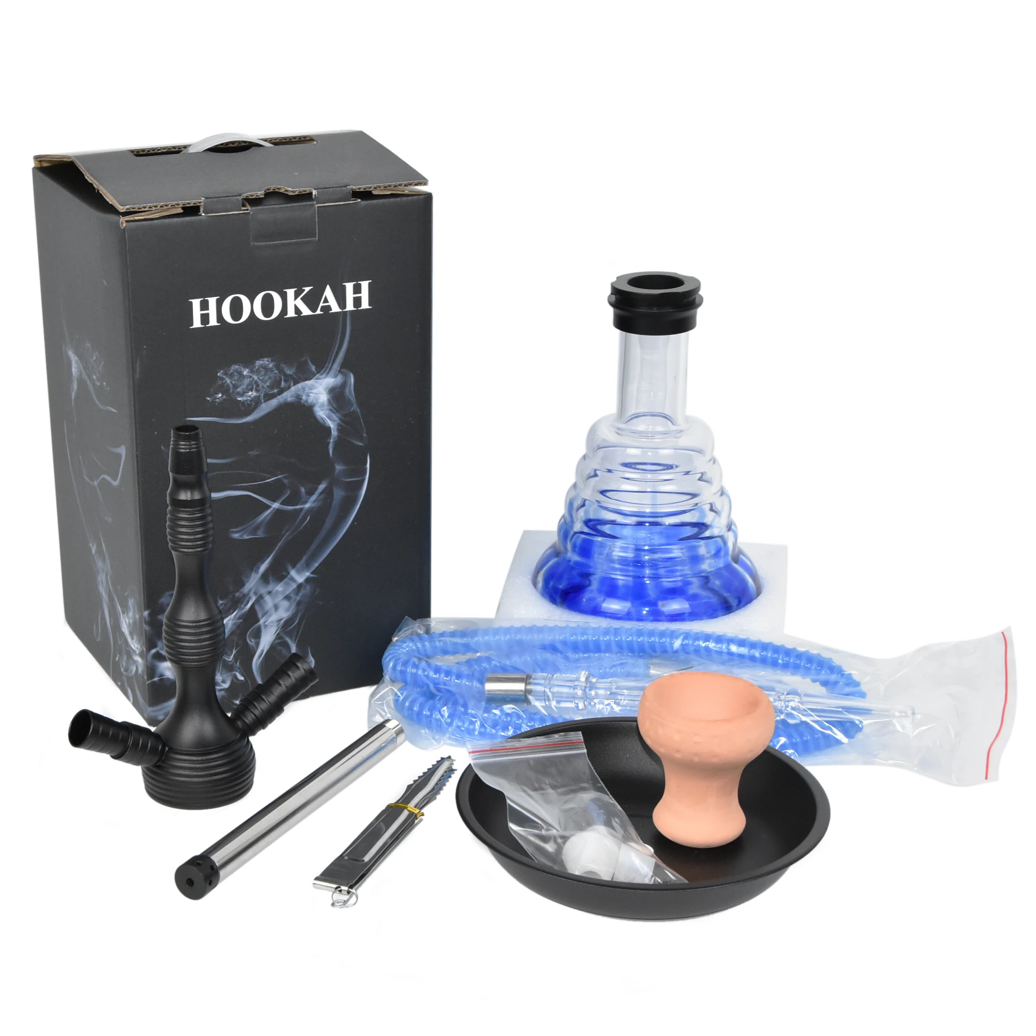 Hot sale wholesale cheap smoking glass customized classic hookah shisha with 2 hoses aluminum hookah nargile hookah