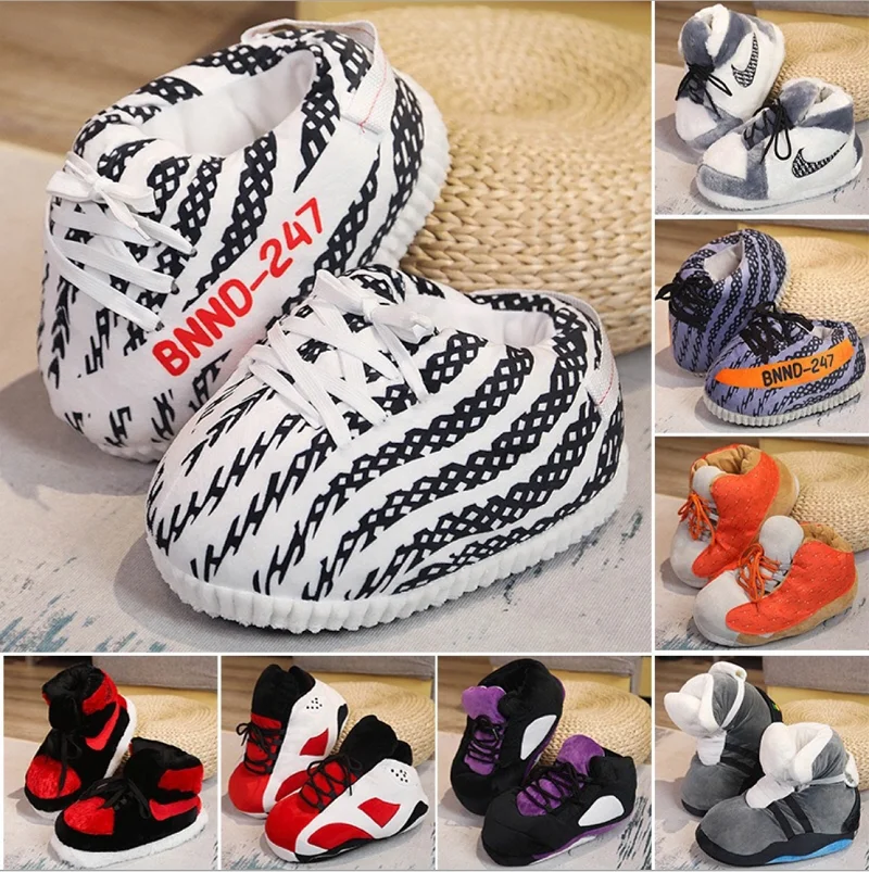 
2021 New Design Customized Winter Warm Home Indoor House Shoes Felt AJ Yezzy Plush Slipper 