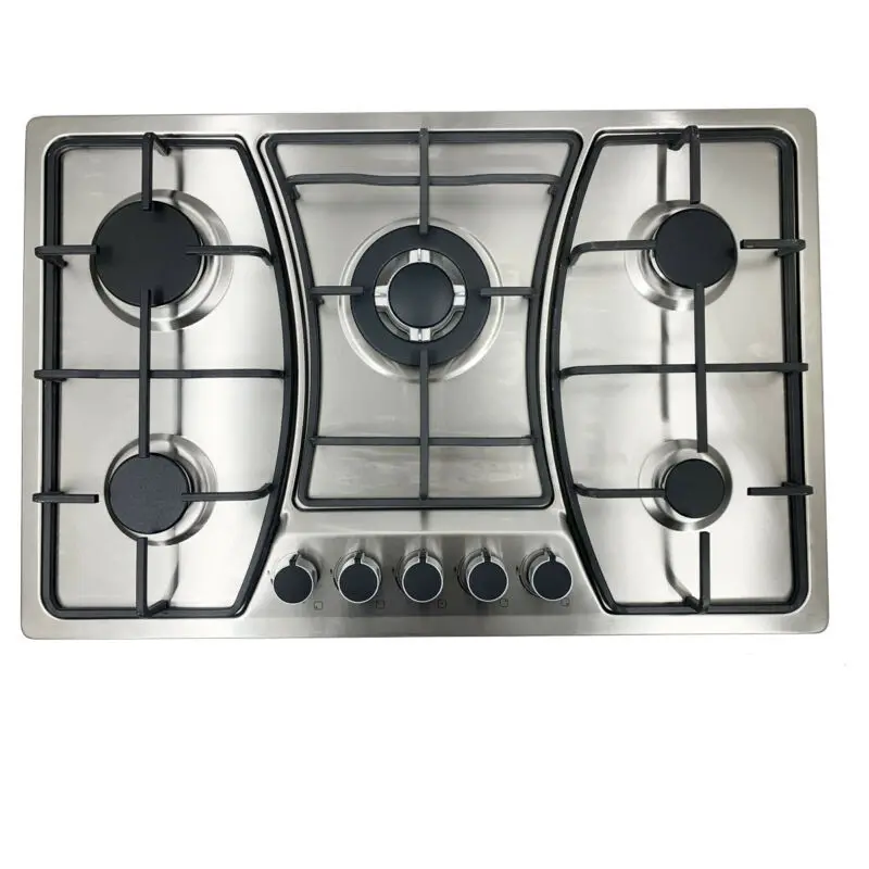 Household 30 Inch 5 Burners LPG Cooking Stove Electronic Ignition Built-in Camping Stainless Steel Gas Cooktops