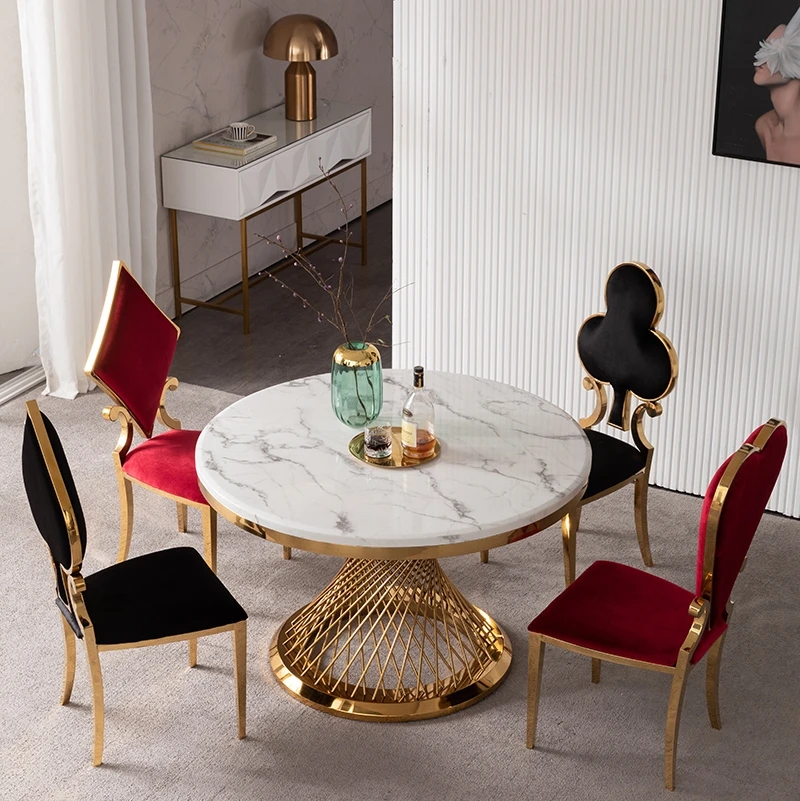 A8065 small pretty waist round marble rotating dining room table