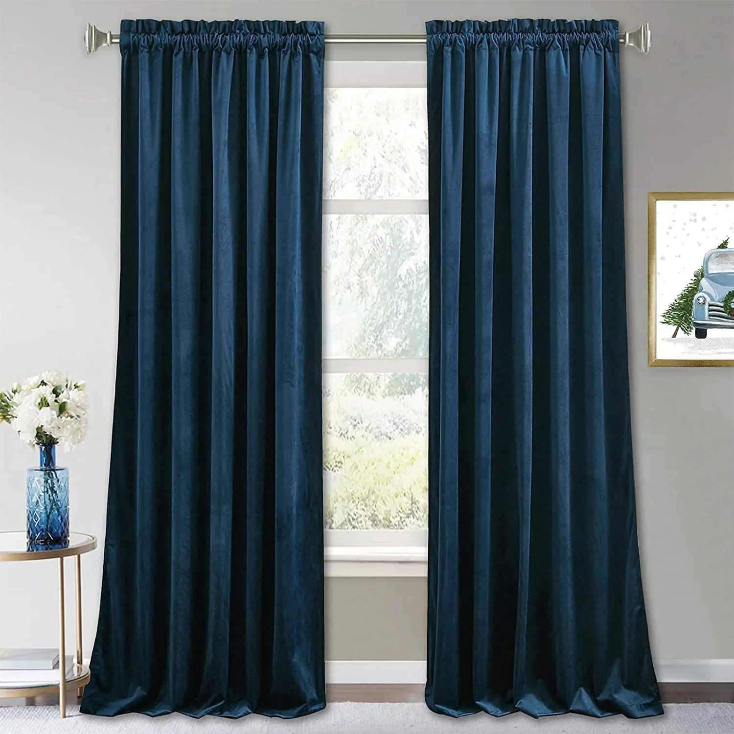BCK088 Velvet Curtains for Bedroom Window Light Filtering Drapes for Living Room Darkening Soundproof Thermal Curtain Rod Pocket