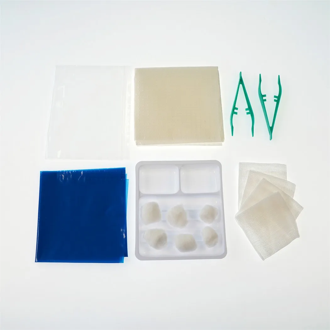 Medmount Medical Surgical Disposable Sterile Basic Customized Gauze Swab Cotton Ball Dressing Kit Set for Wound Dressing