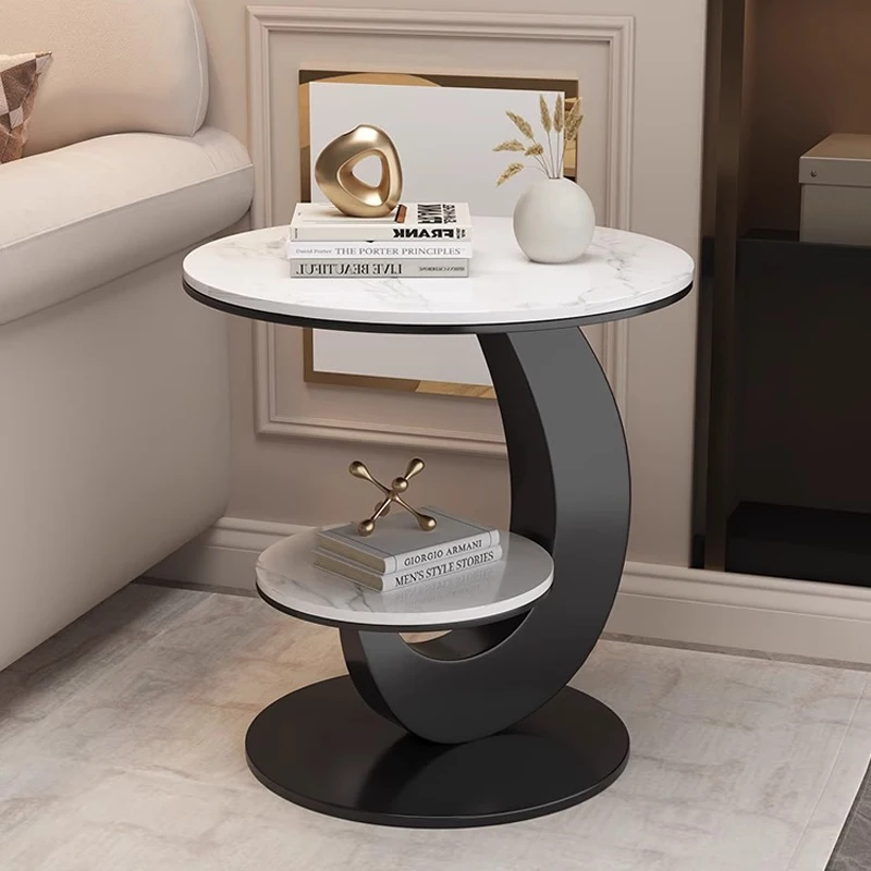 JJ-01 Modern Gold Stainless Steel Leg marble top round living room home furniture luxury side center coffee tea table