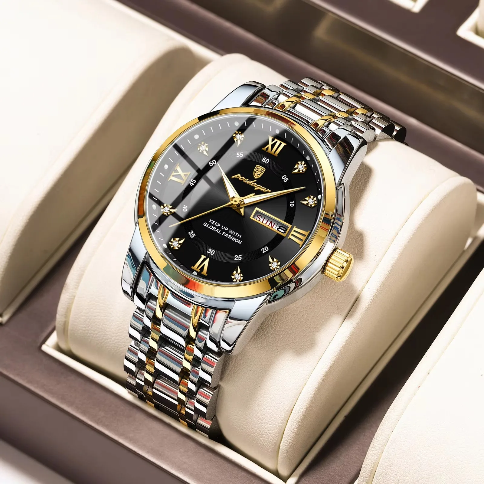 Мужские водонепроницаемые кварцевые часы с 936 золотым циферблатом