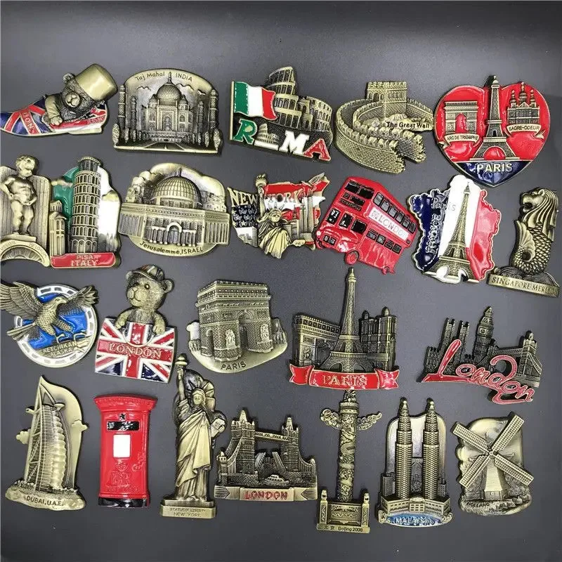 3D Metal Tourist Magnet Scenic World Attraction Souvenir For Fridge
