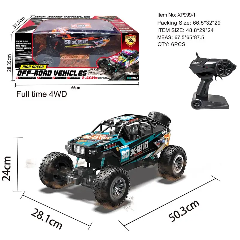 1 8 Top Race Radio Controlled Toy RC Rock Crawler 6WD Off Road Remote Control RC Car