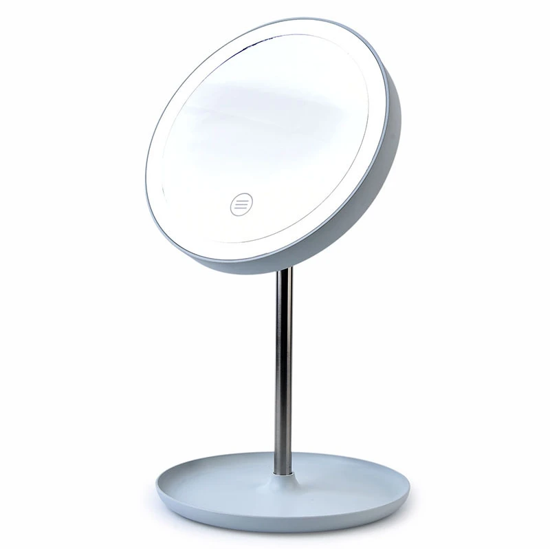 Intelligent Charging  Portable Led Makeup Mirror with Light Plastic Pp Oval Mirror Silver Mirror Beauty Products for Women
