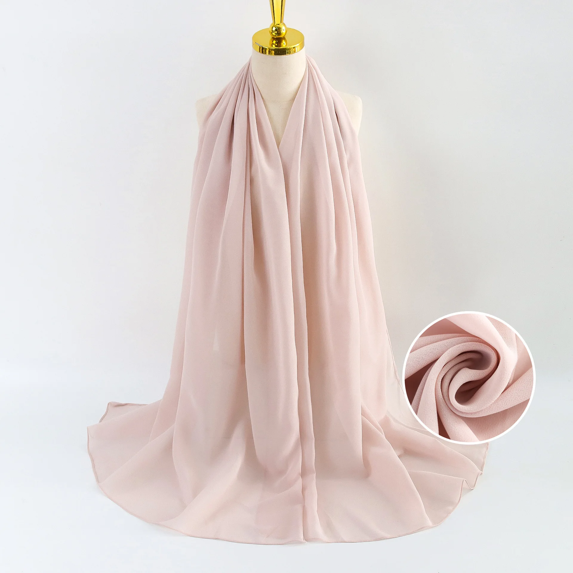 Chiffon Hijab 180*70 Beading  Box Kleid Long Hoofddoek Beads Wedding Magnet Crepe Inner Pins Magnetic Scarf Women Muslim