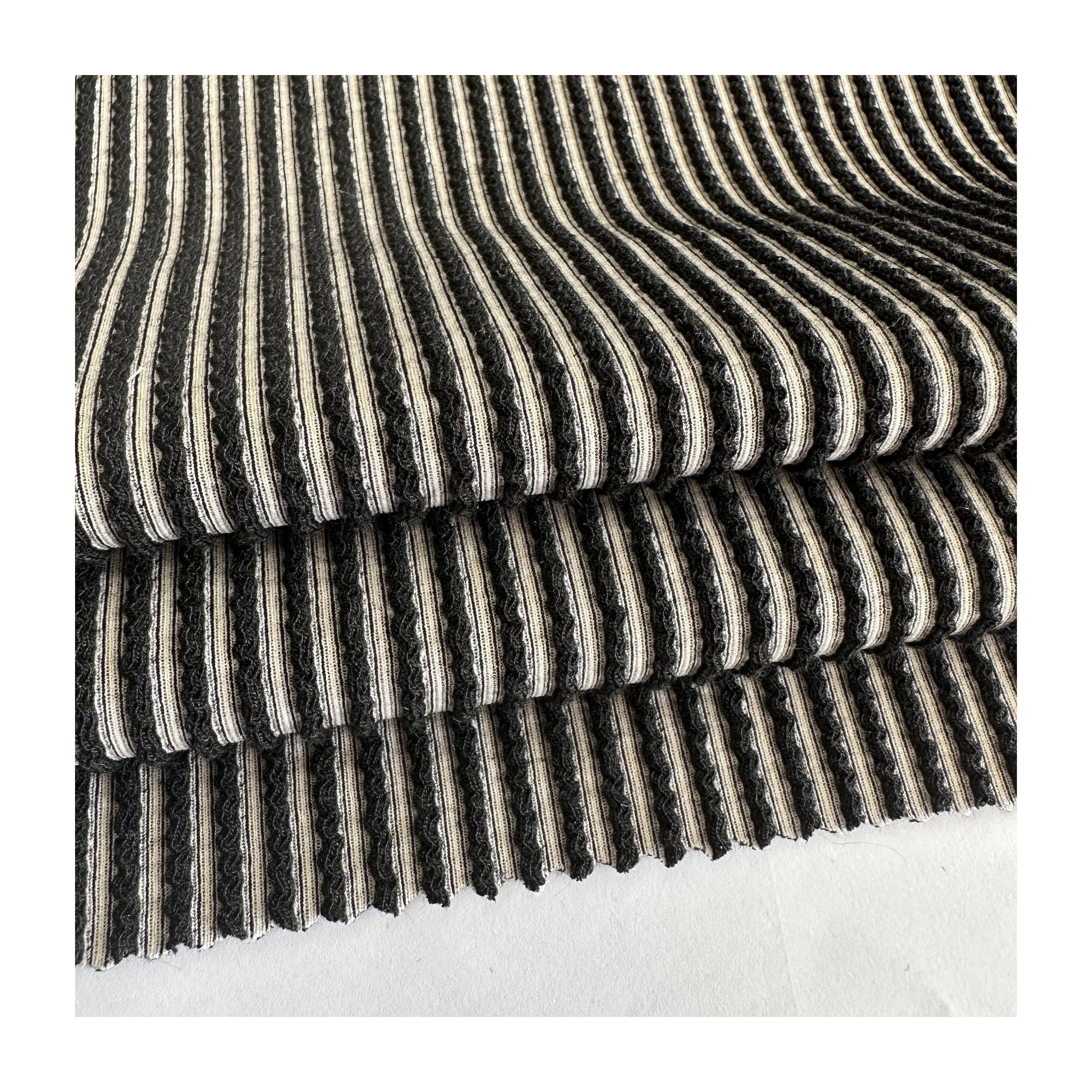 hot sale stripe rib jacquard fabric 95% polyester 5% spandex knitted yarn dyed crinkle crepe fabric for garment