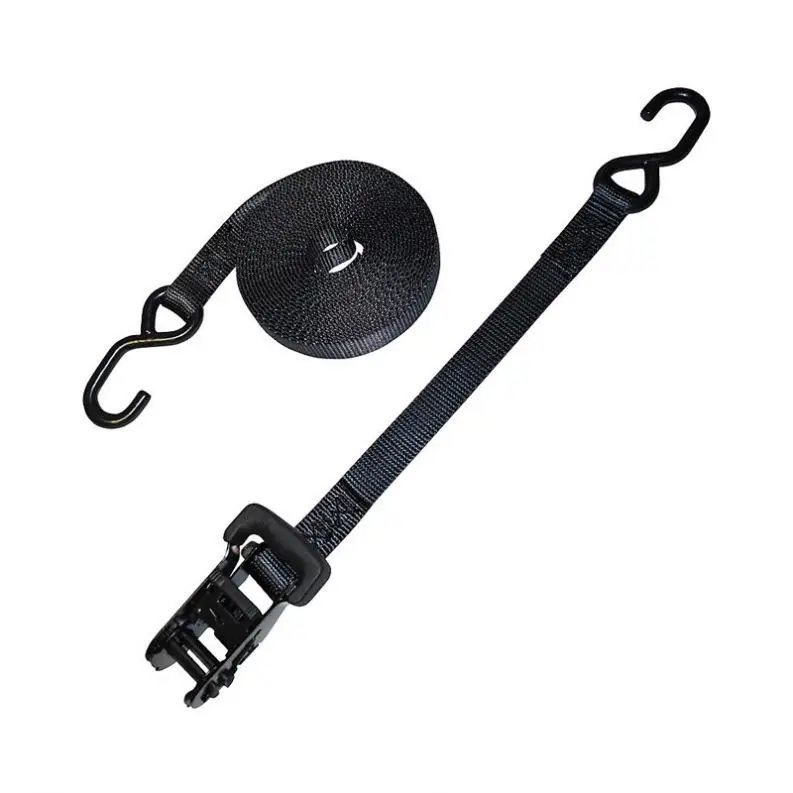 ratchet lashing strap 1 inch 15ft Black Ratchet Tie Down with Coated S-Hooks