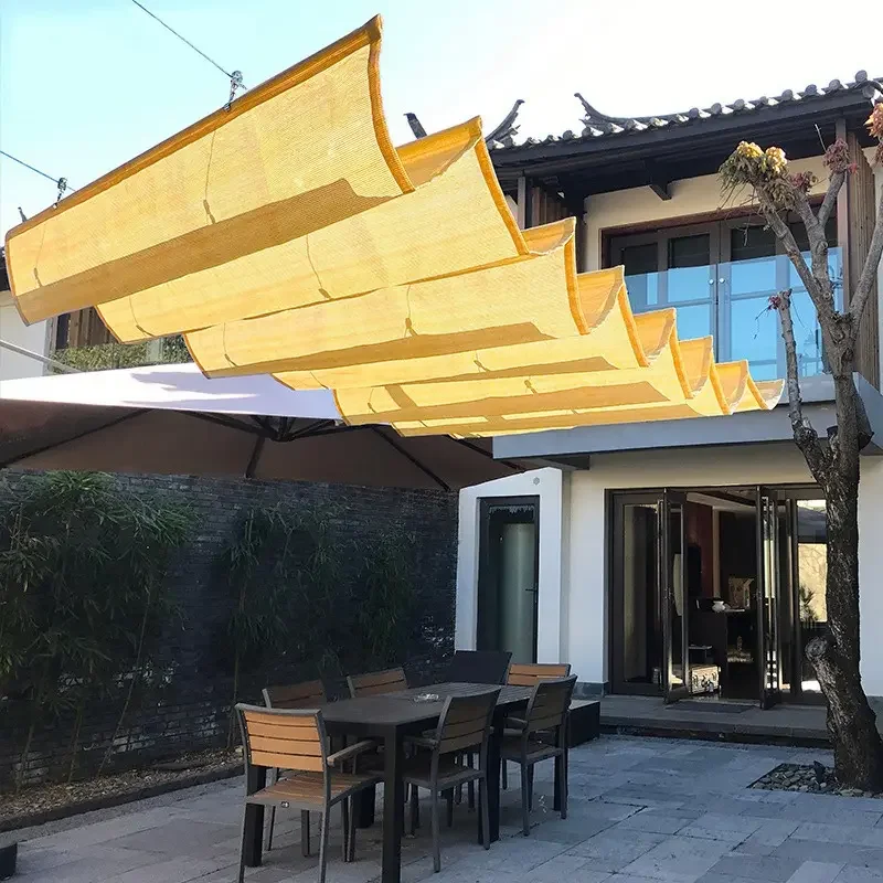 Outdoor Patio Wave Sun Shade Sail Roman Shade Pergola Canopy Wave Shade Sails For Garden Courtyard