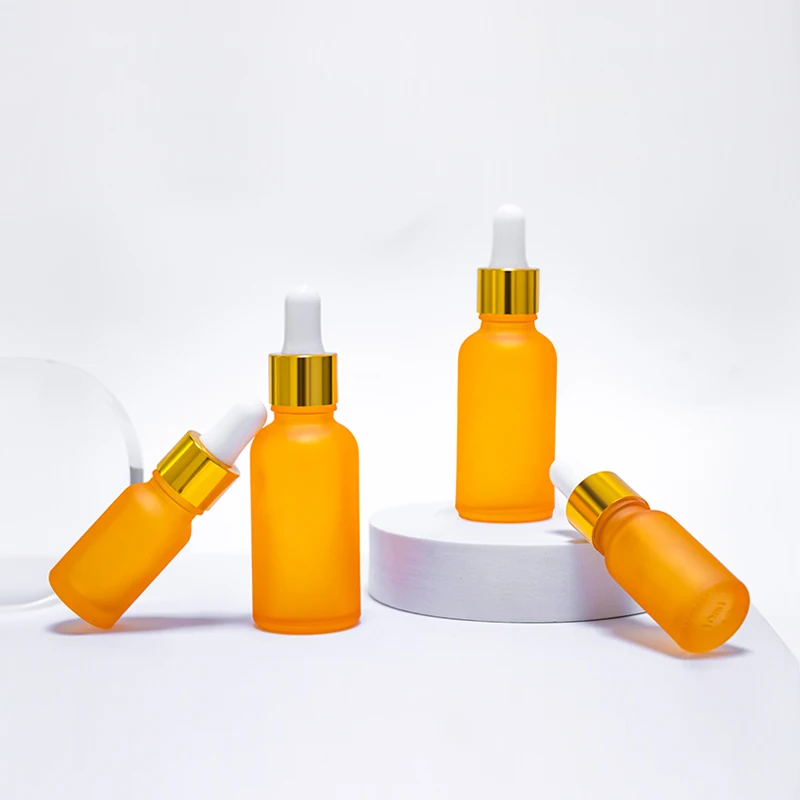 
Skin care massage oil 15ml 20ml 30ml 50ml 100ml frosted clear orange yellow dropper bottle with gold dripper top wholesales 
