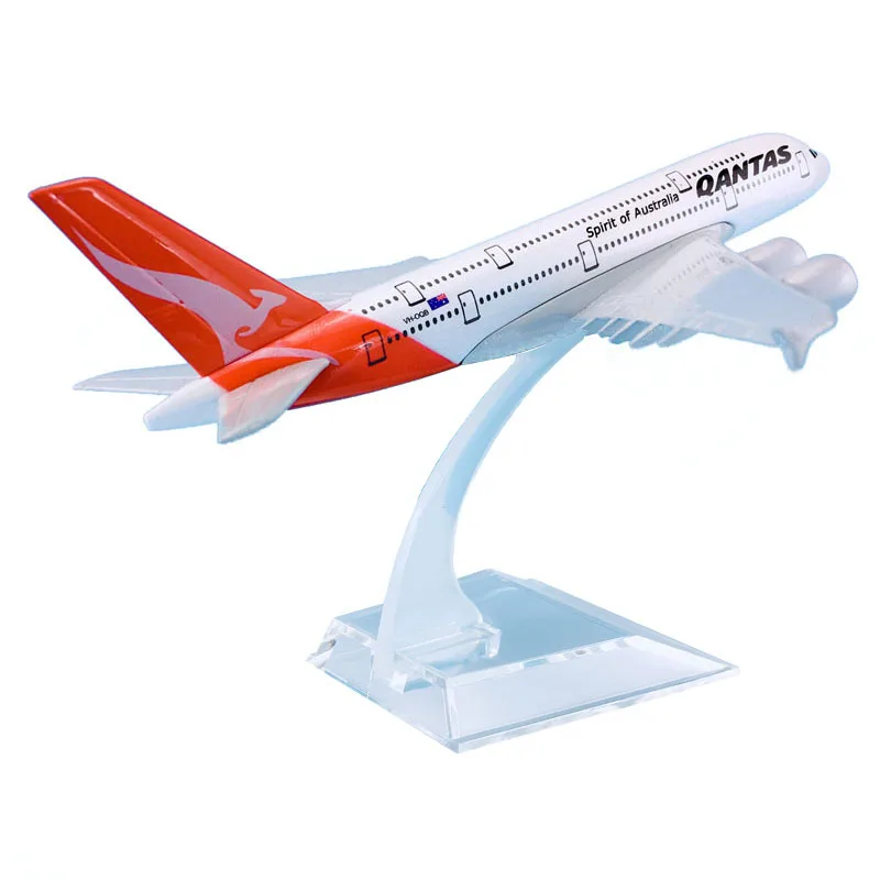 Модель самолета из сплава A380 с подставкой 16 см 1/400 Qantas Airlines Airbus