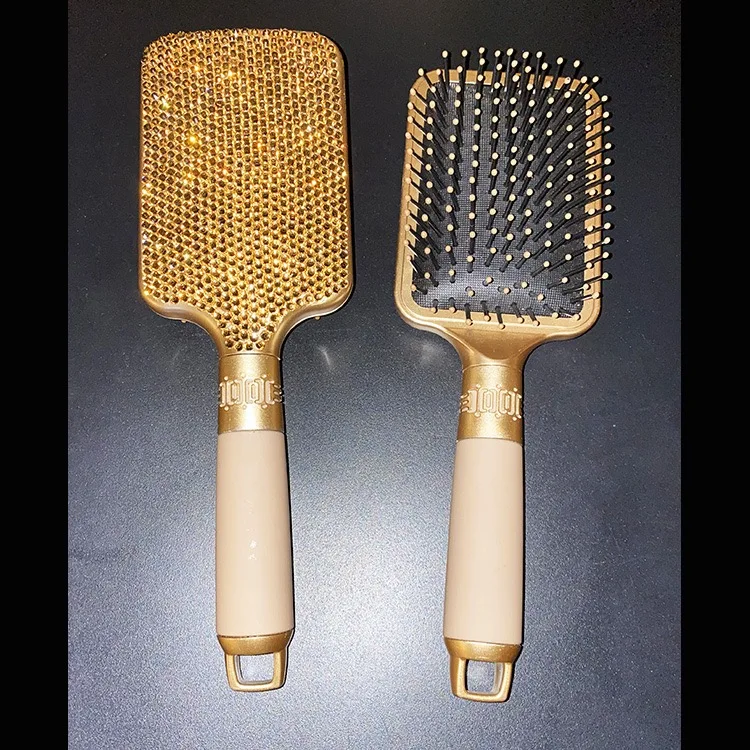 Air Cuision Brush Luxury Diamonds Scalp  Massage Detangling Hair Brush With Clip Customize Your Logo