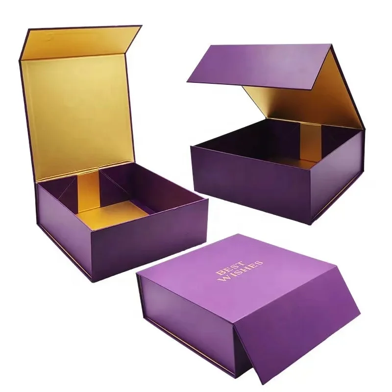 Custom Made Luxuriating Design Print Foldable Magnetic Lid Paper Gift Boxes With Logo