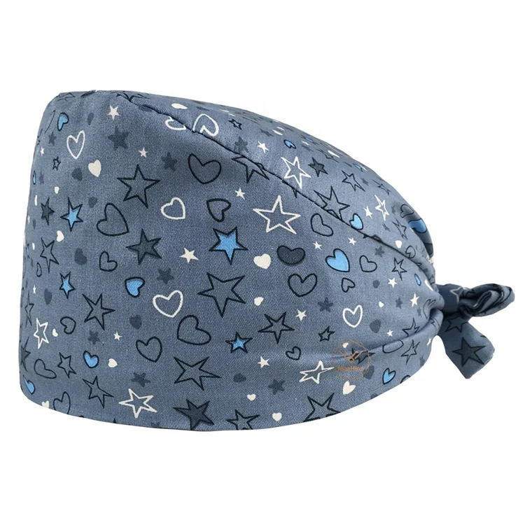 2021 New Custom Unisex Hair Hats Adjustable Doctor Working Nurse Scrub Caps Old Fashion Nurses Hat Hospital Cotton Print Cap