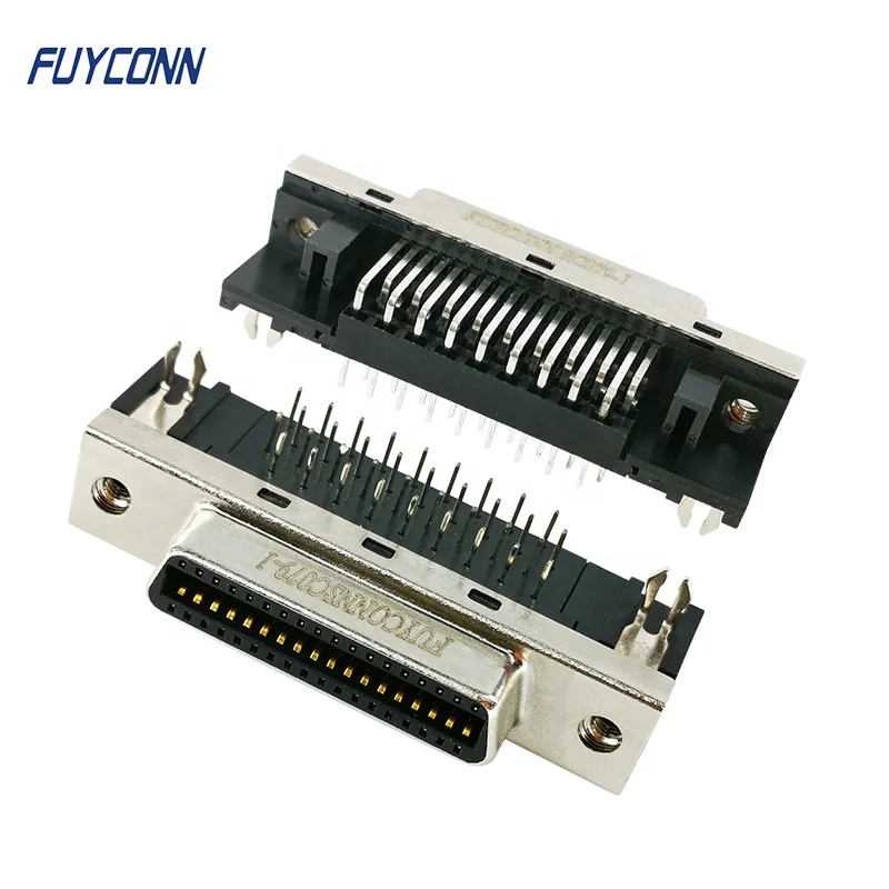 Female SCSI Connector 14pin 20pin 26pin 36pin 50pin 100Pin,  1.27mm Pitch Right Angle PCB SCSI Connector