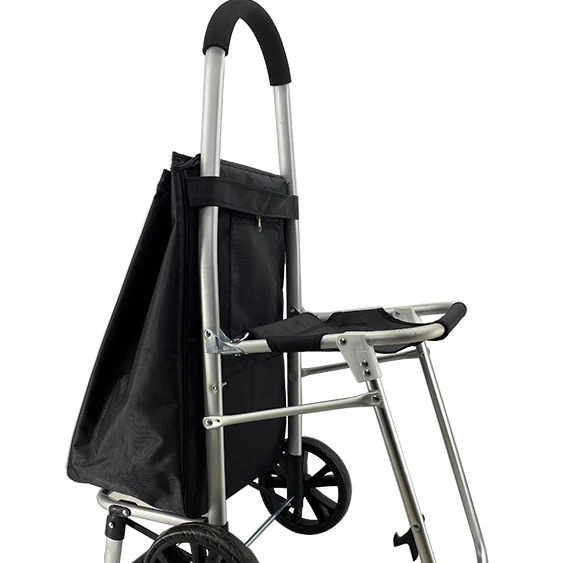 2024 OEM wholesale shopping trolley cart aluminium foldable custom shopping cart with seat