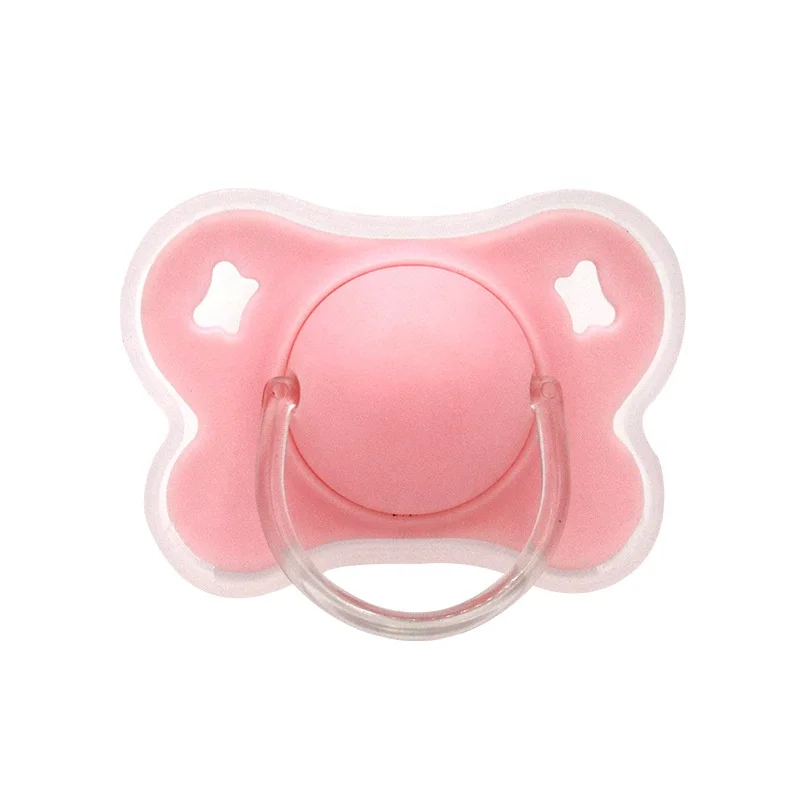 Baby Breathable Pacifier Baby Silicone Products Flat Round Nipple Butterfly Shape Silicone Pacifier