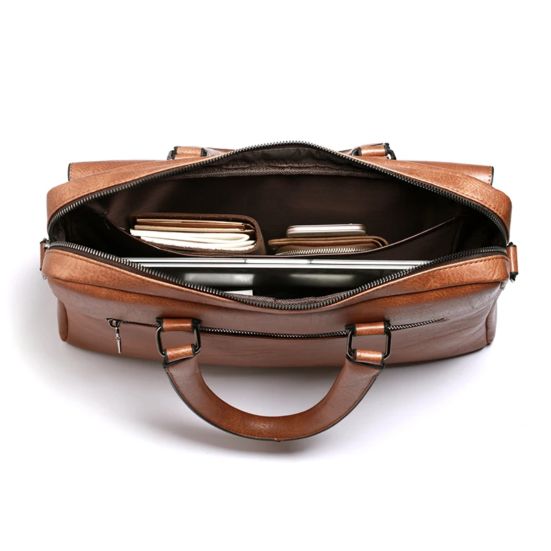 New arrival cmultifunction fashion business luxury PU man messenger vintage leather laptop bag