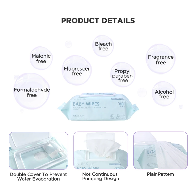 Child Free Sample Cheap Unscented New Born Baby Care Wet Wipe Turkey Moistened Towelette