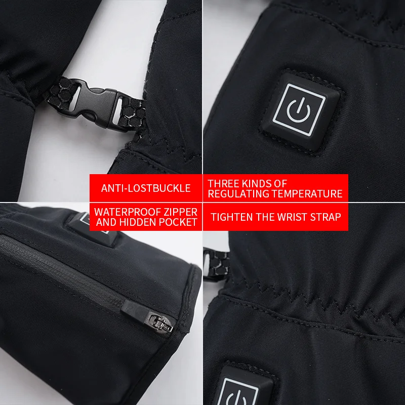 2022 Thin Winter Electric Heated Gloves Ski Rechargeable Battery Heated Gloves for outside motorcycle bike climbing sports