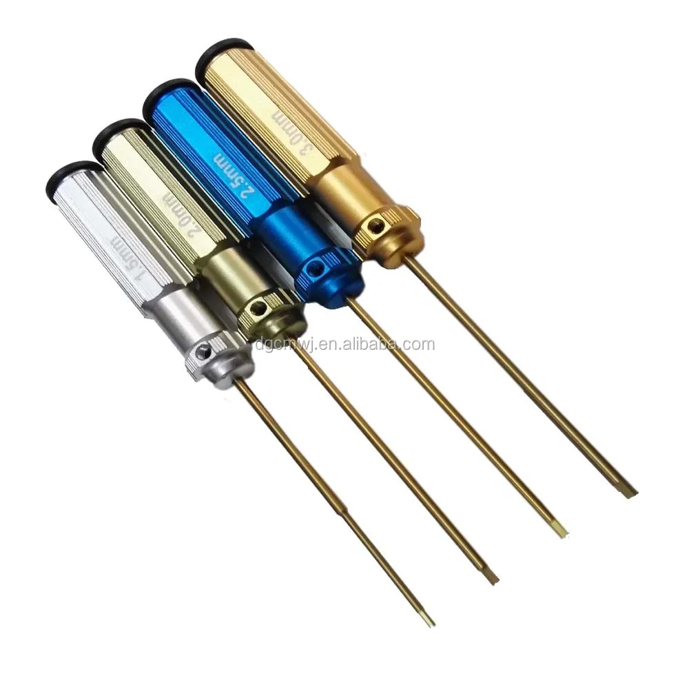Pretty Rainbow Four-Color Hex Head RC Screwdriver Set Steel Handle with Natural Finish for Hobby Quadcopter Tools Kit