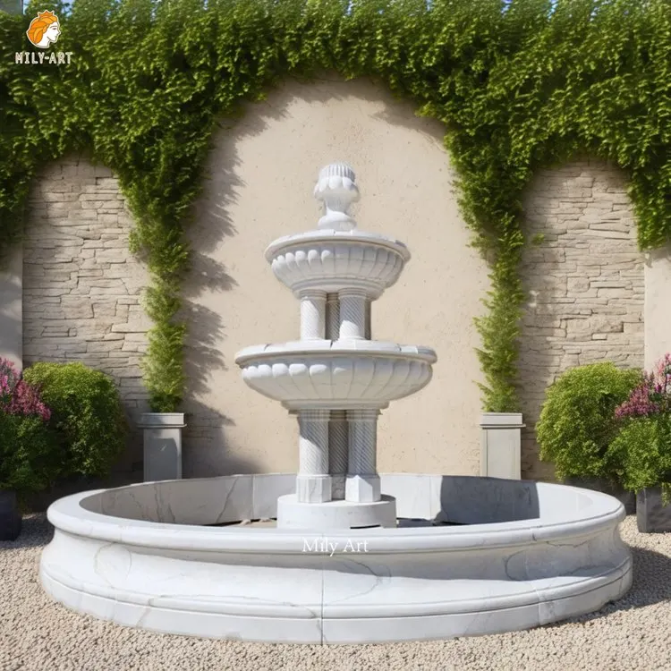 Large Outdoor Garden Decoration Modern White Marble Stone 3 Tier Water Bowl Fountains Prices