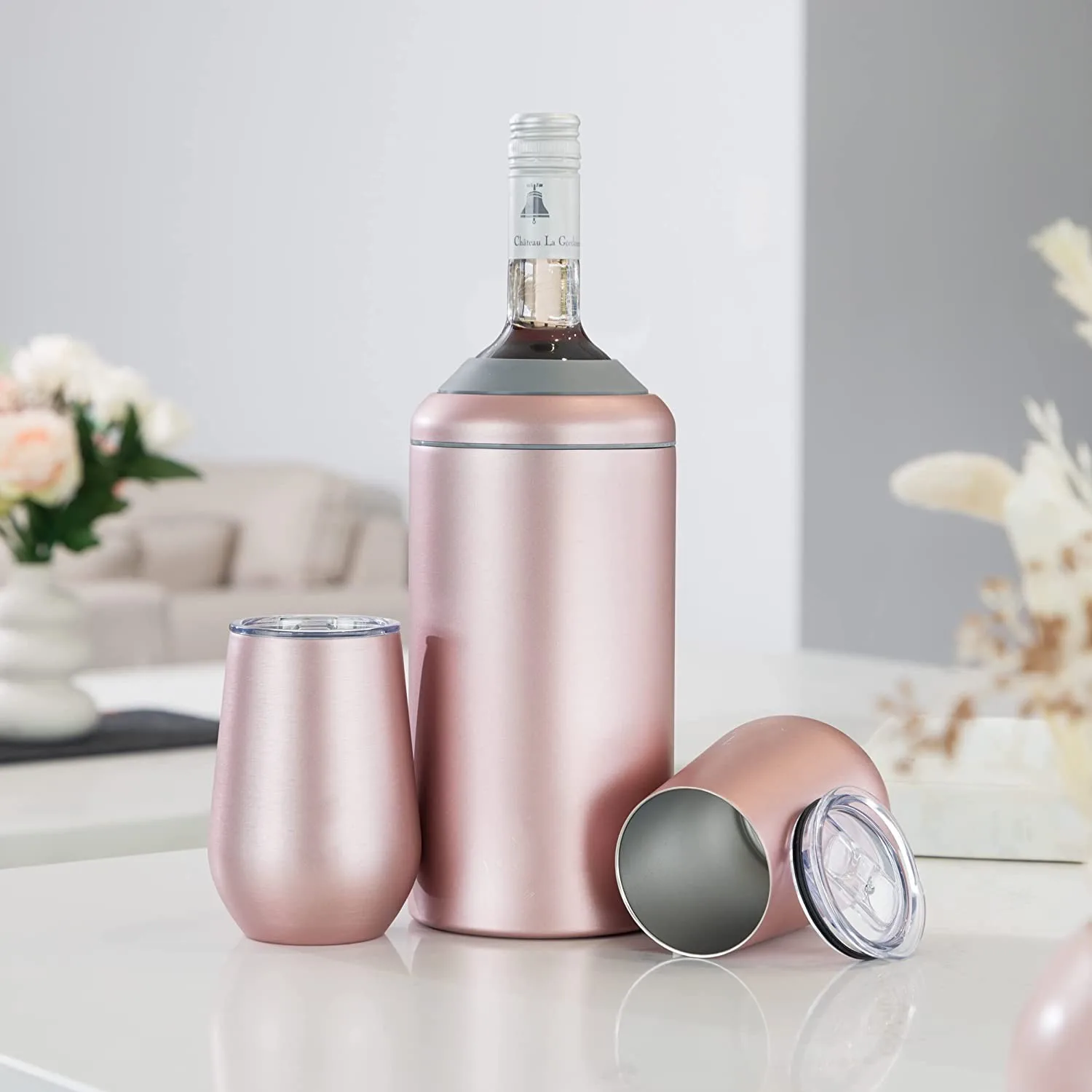 Metal Insulated Beer Cooler For Wine Bottle Cooler  Christmas Gifts Pink  Insulated Steel Wine Bottle Small Wine Bucket Chiller