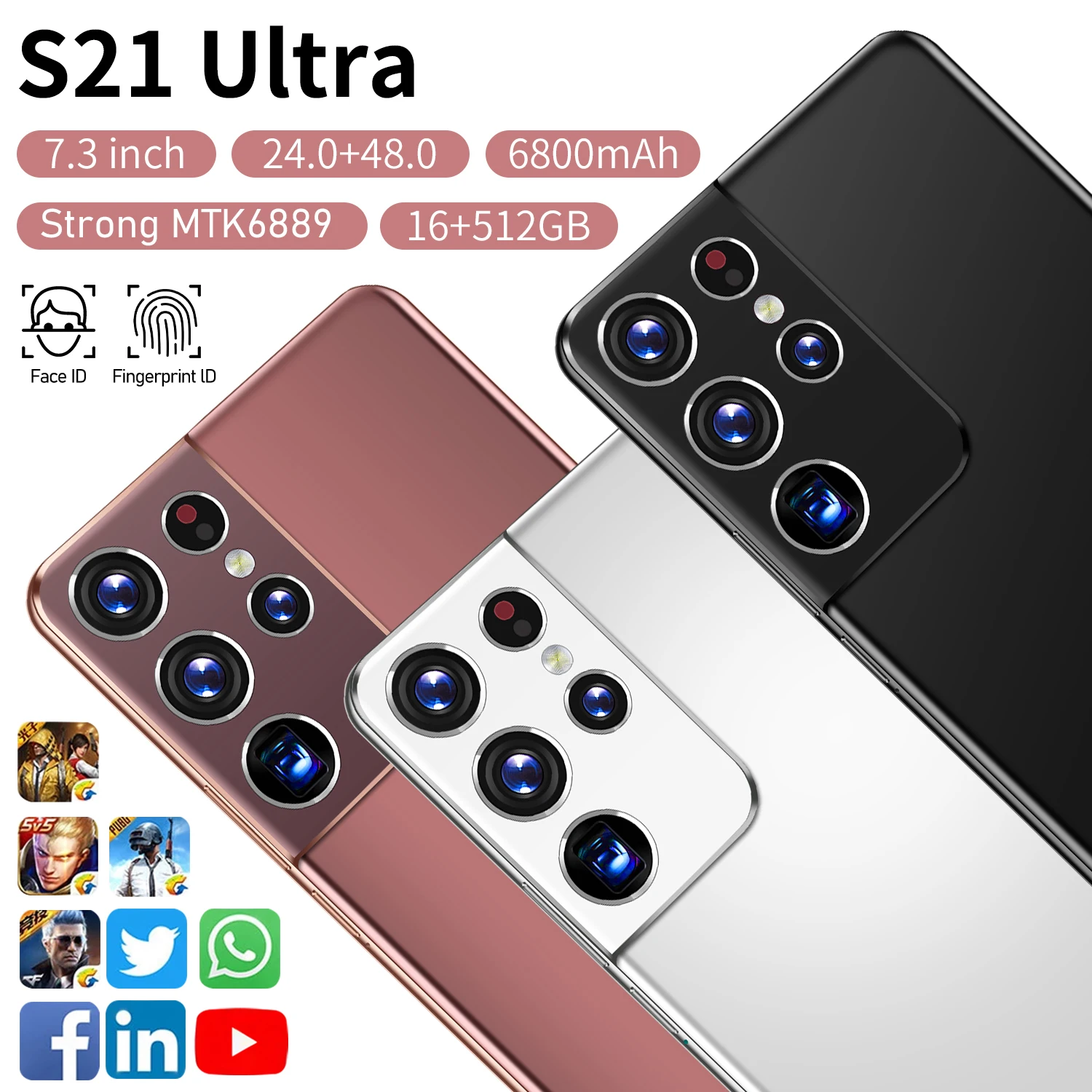 S21 ULTRA original 16gb+512gb 16MP+32MP face unlock full Display Android 10.0 Cell Phone Smart Mobile Phone