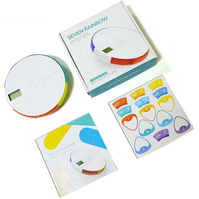 Portable Intelligent Electronic Drug Storage Box Dispenser 7-day-a-week Timed Reminder New Product Digital Pill Storage Cases PP