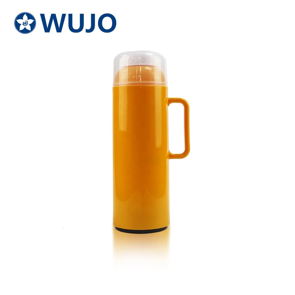 WUJO 1 liter NEW DESIGN Cheap Green Vacuum Insulated Plastic Thermal Tea Water Flask