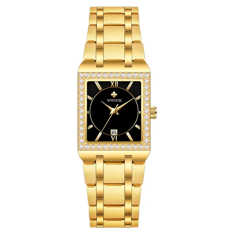 New Arrival Original Design Womens Wristwatches Luxury Square Diamond Dial 30m Waterproof Watches Fashion Quartz Watches Womens